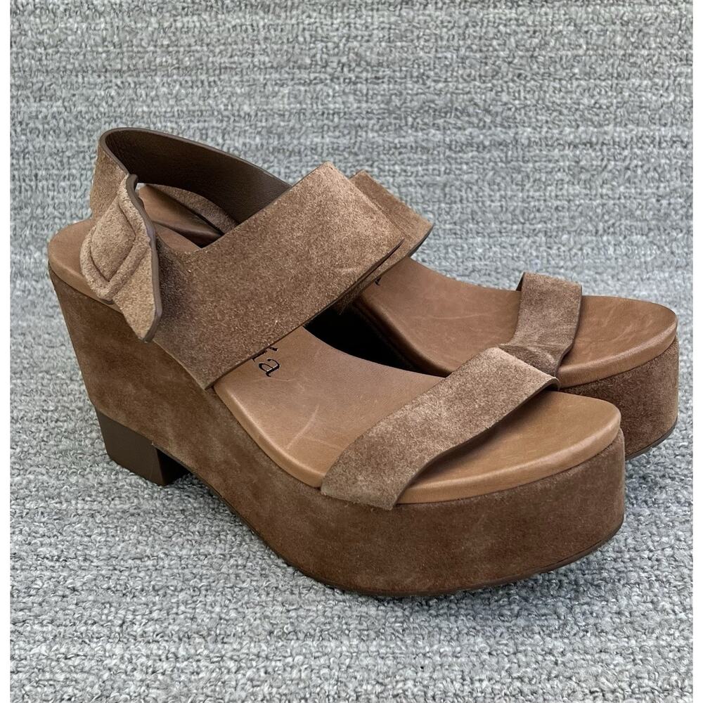 PEDRO GARCIA Dune Platform Wedge Brown Leather Sandals Women's Size 7 US - Picture 14 of 14
